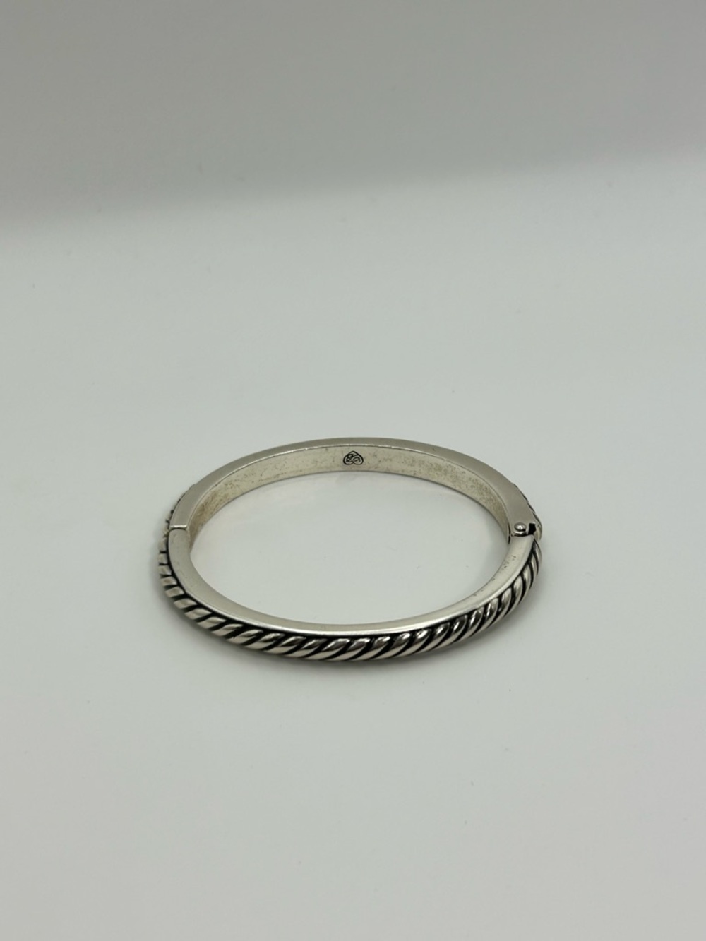 Brighton Sacred Love Bracelet Silver Plated Hinged Clear Crystals Rope Design - Picture 10 of 14